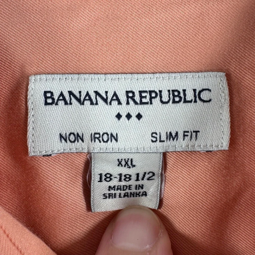 Banana Republic‎ Button Down Mens XXL 2XL Peach Non Iron Slim Fit Cotton Shirt